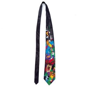 Vintage 1993 Looney Tunes Mania Character Jungle Retro Novelty Necktie